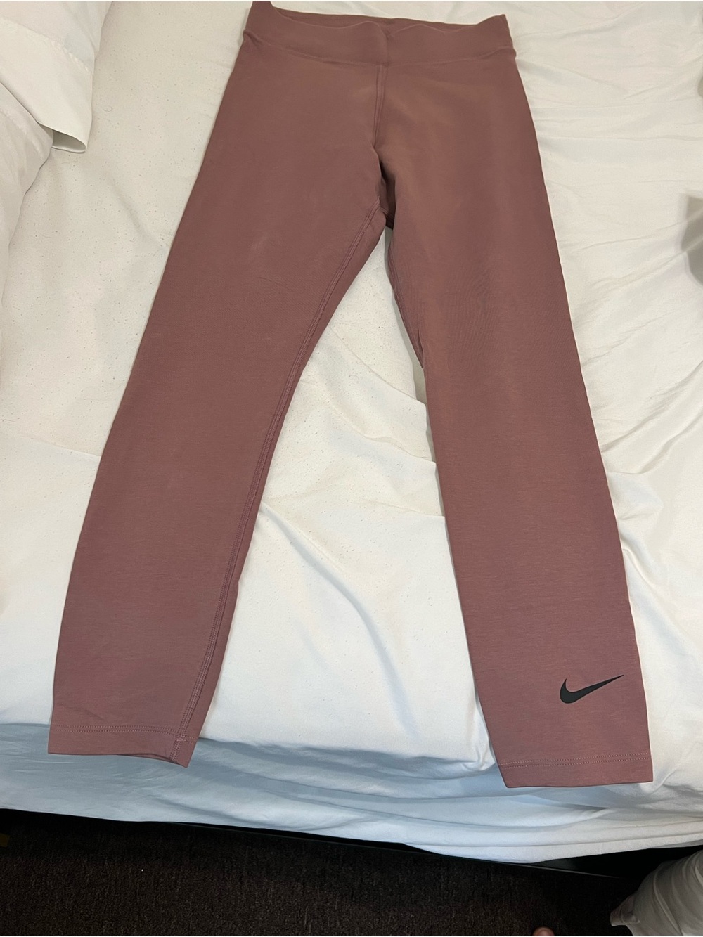 Nike Rose Mauve High-Rise Leggings with Black Swoosh